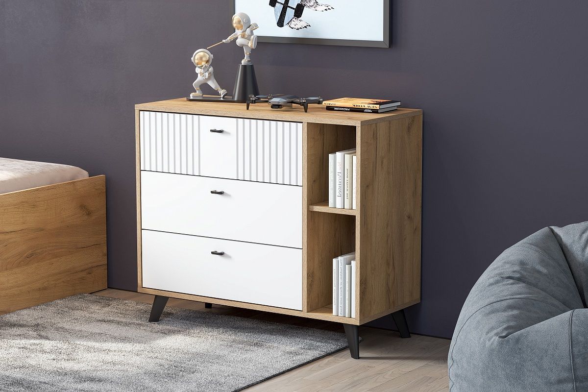 МИЛАН Гостиная (Дуб Золотой/Белый Матовый) модульная | фото 12