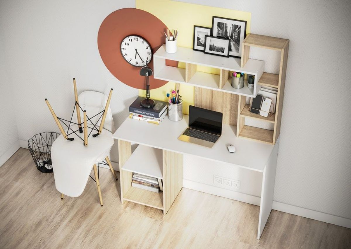 Стол компьютерный Олимп (дуб сонома/белый) | фото 3