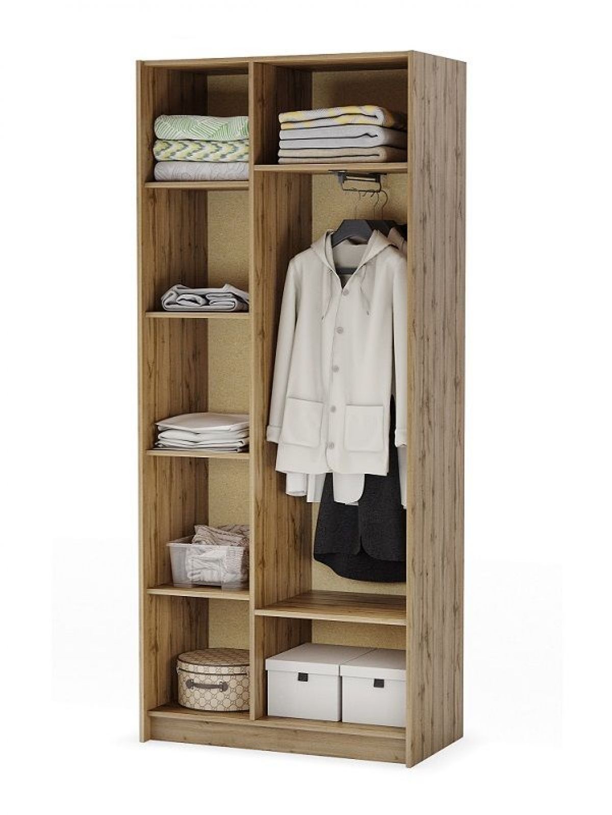 ДАРЬЯ Шкаф (Дуб Вотан/Белый глянец) гостиная | фото 2