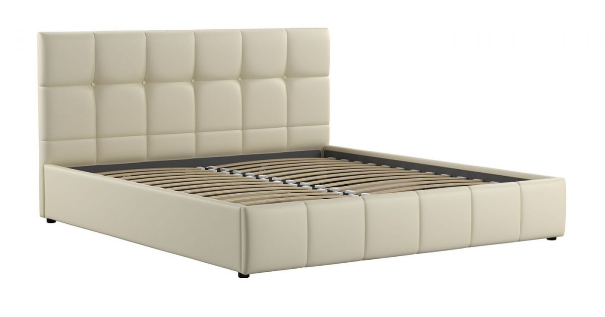 Кровать двойная Хлоя 180 + ортопед + ПМ + дно (арт. Пегасо крем к/з (сливочный)) | фото 2