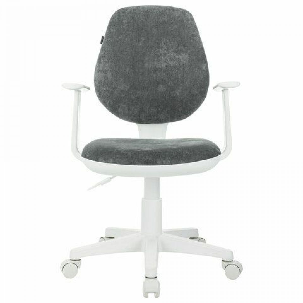 Кресло детское BRABIX "Fancy MG-201W", с подлокотниками, пластик белый, велюр, серое, 533010 | фото 2