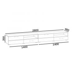Тумба под ТВ Ларго 1,4 + Ларго 1,4, цвет корпус дуб сонома/фасады МДФ белый глянец, ШхГхВ 280х46х35 см., НЕ универсальная сборка | фото 9