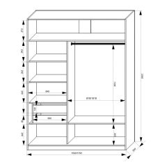 Шкаф-купе 1500 серии NEW CLASSIC K2+K2+B2+PL2(2 ящика+1 штанга+1 полка) профиль «Капучино» | фото 3