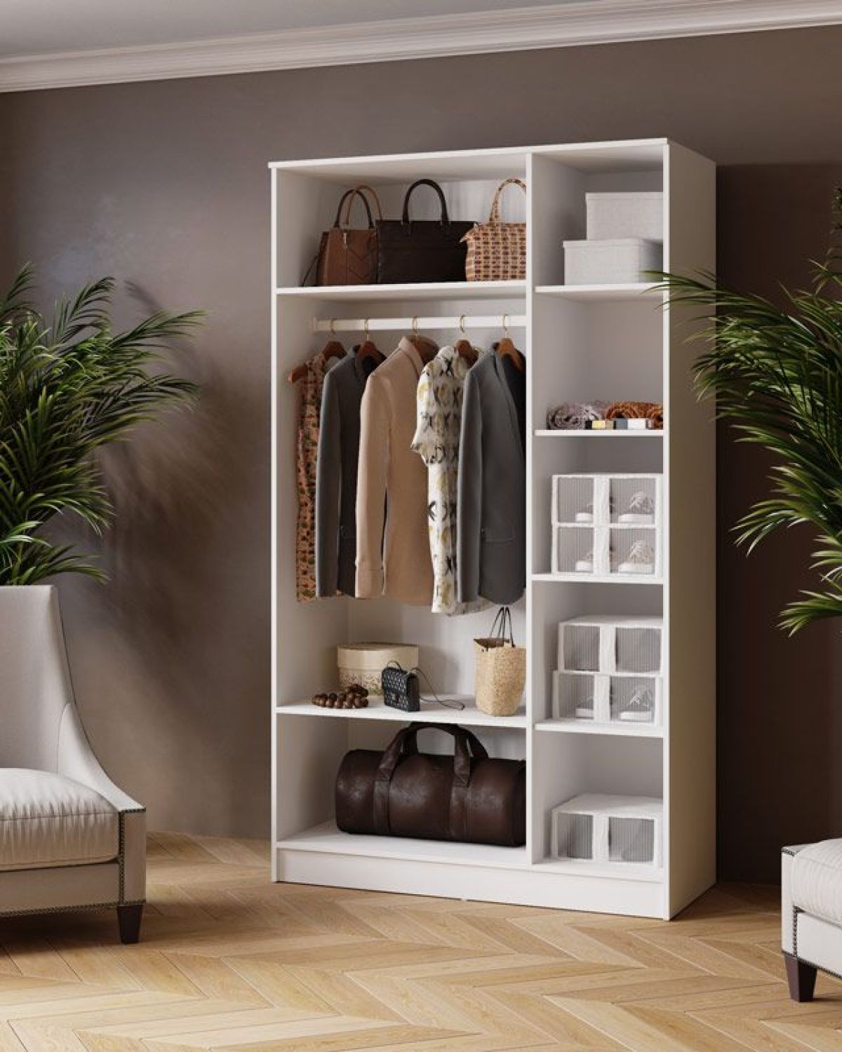 ЛАРС Шкаф комбинированный 1,2 с зеркалом Белый/Ателье светлое | фото 2