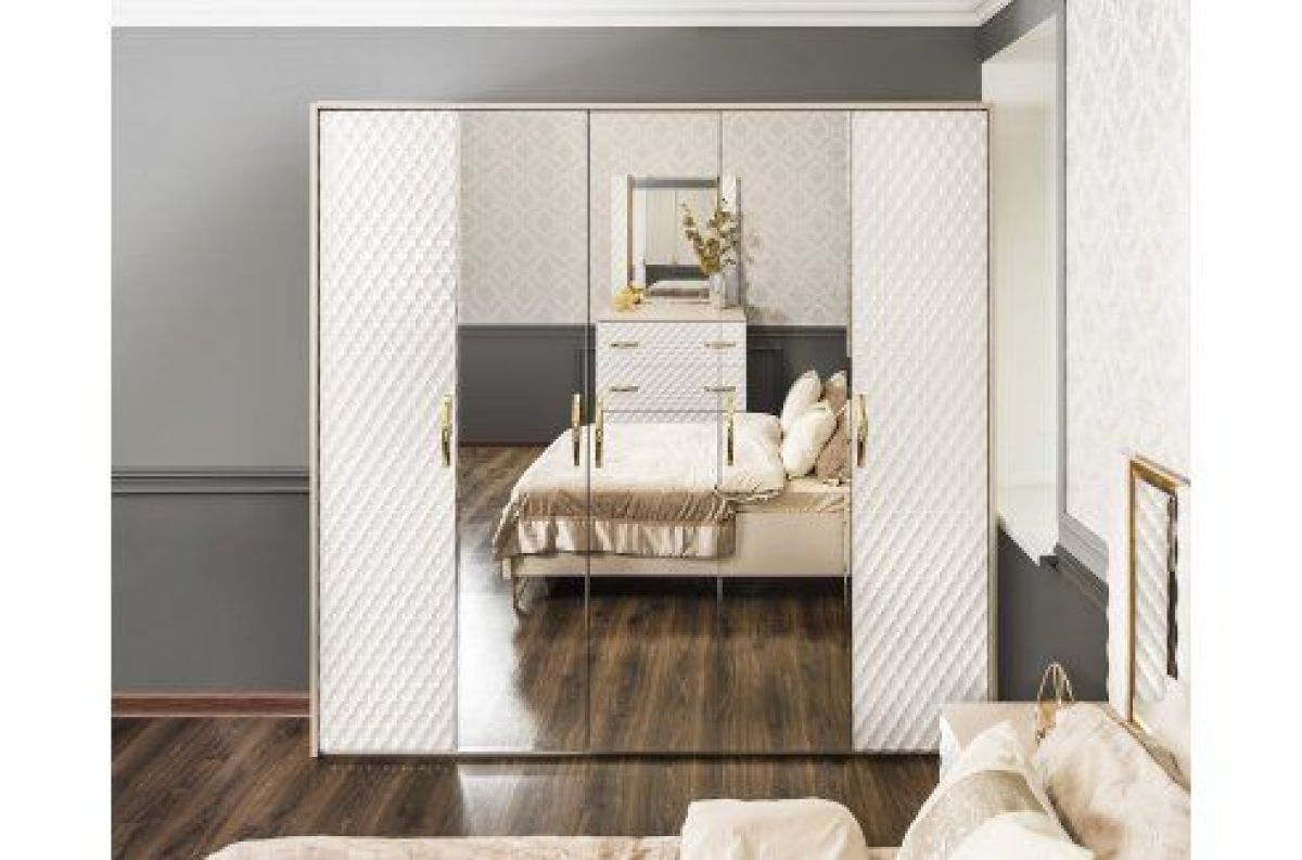 Шкаф 5-ти ств с зеркалами Lara (белый глянец) | фото 4