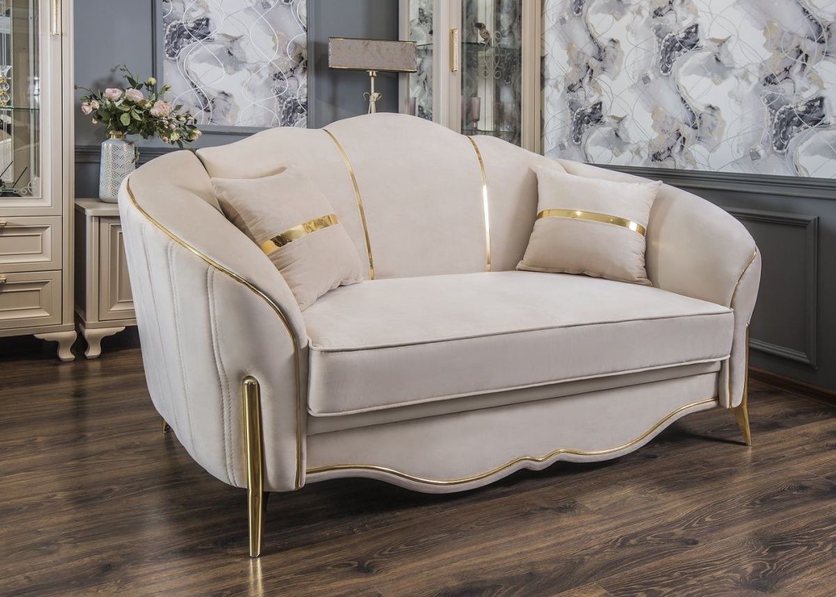 Диван Lara 2х местный без механизма (бежевый/золото) | фото 3