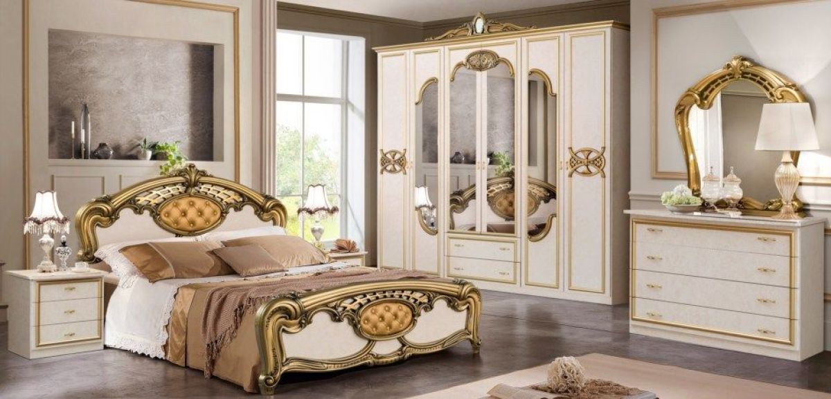 Шкаф 6-и дверный с зеркалами (03.146) Ольга (беж/золото) | фото 3