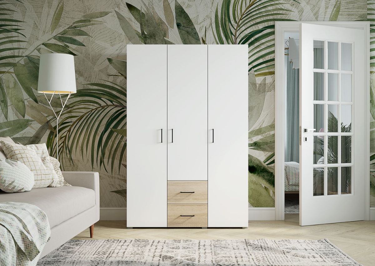 Шкаф 3-х створчатый с ящиками VICTOR (Сонома-Белый) | фото 3