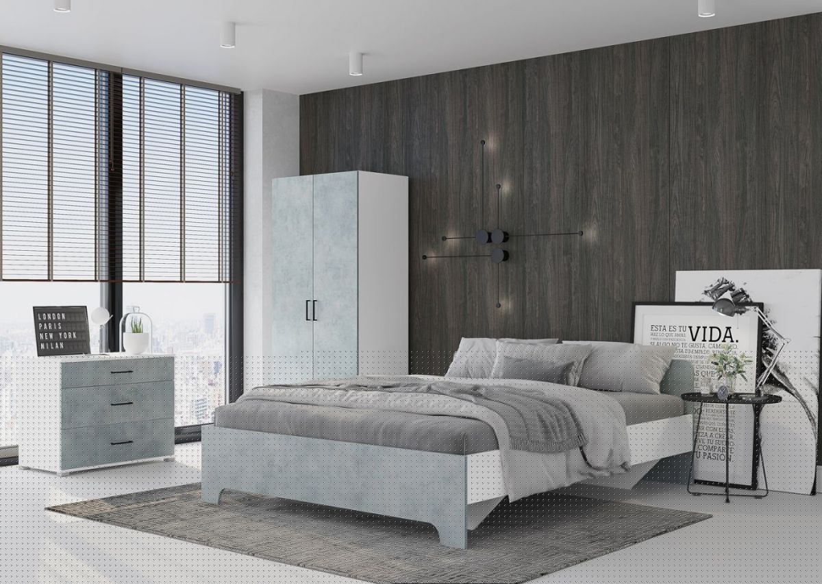 Кровать 1,6 VICTOR + основание (Белый-Бетон) | фото 4