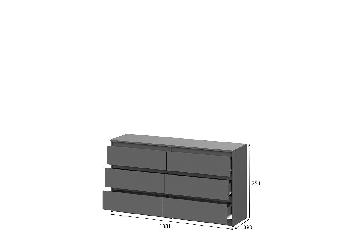 ДЕНВЕР Комод с ящиками (1,38м) Серия 2 (Графит серый) | фото 2