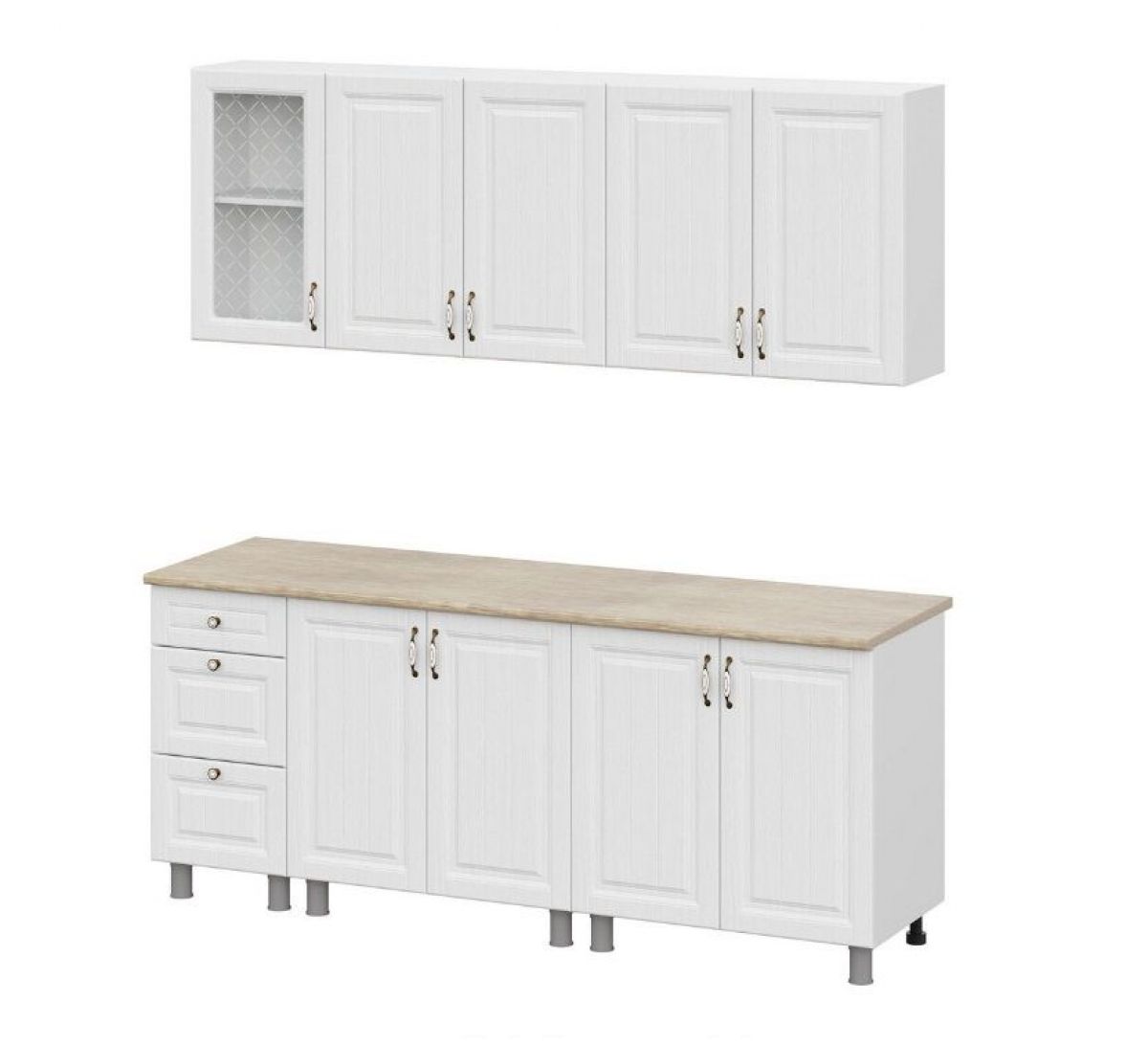 ПРОВАНС ЛАЙТ Кухонный гарнитур 2.0 м (Белый структурный/Дуб Сонома) | фото 3