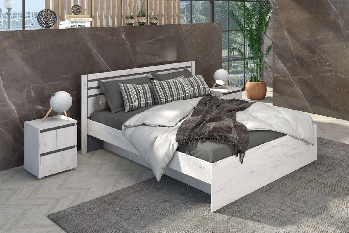 Спальный гарнитур Лиана (Дуб Крафт Белый/Графит) | фото 3