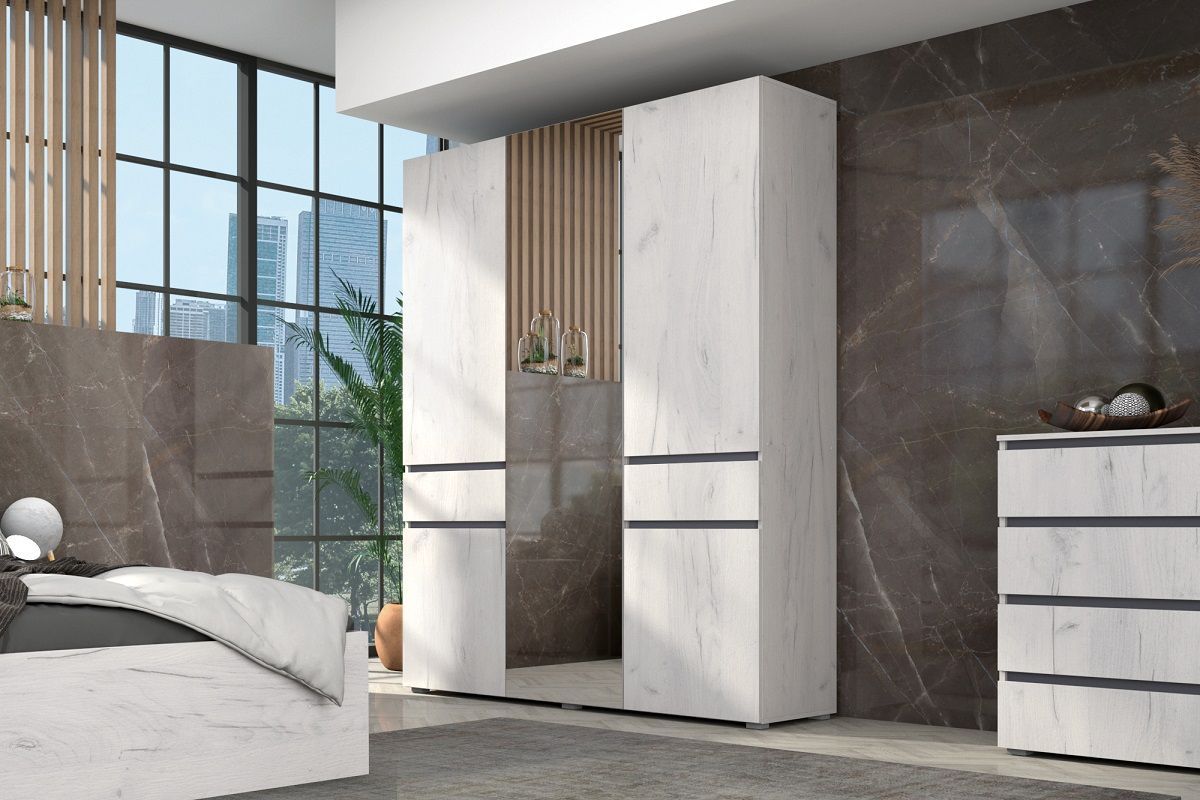 Спальный гарнитур Лиана (Дуб Крафт Белый/Графит) | фото 12