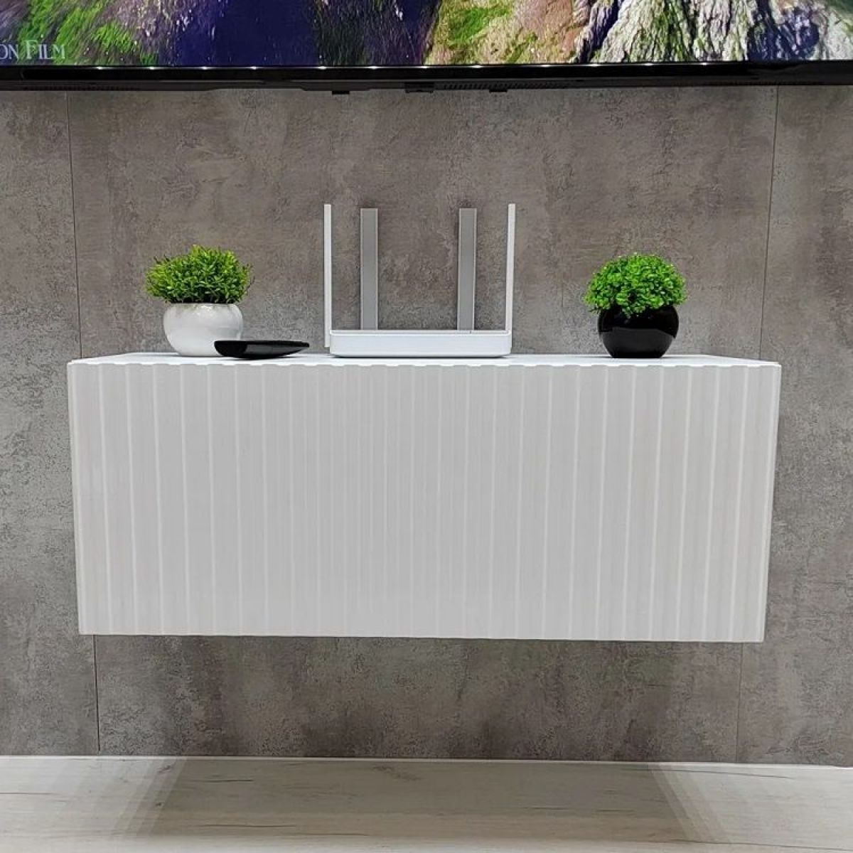 Тумба подвесная под ТВ LINES MTV1-MA 750 Белый глянец (Белый-M 10.1.1) | фото 5