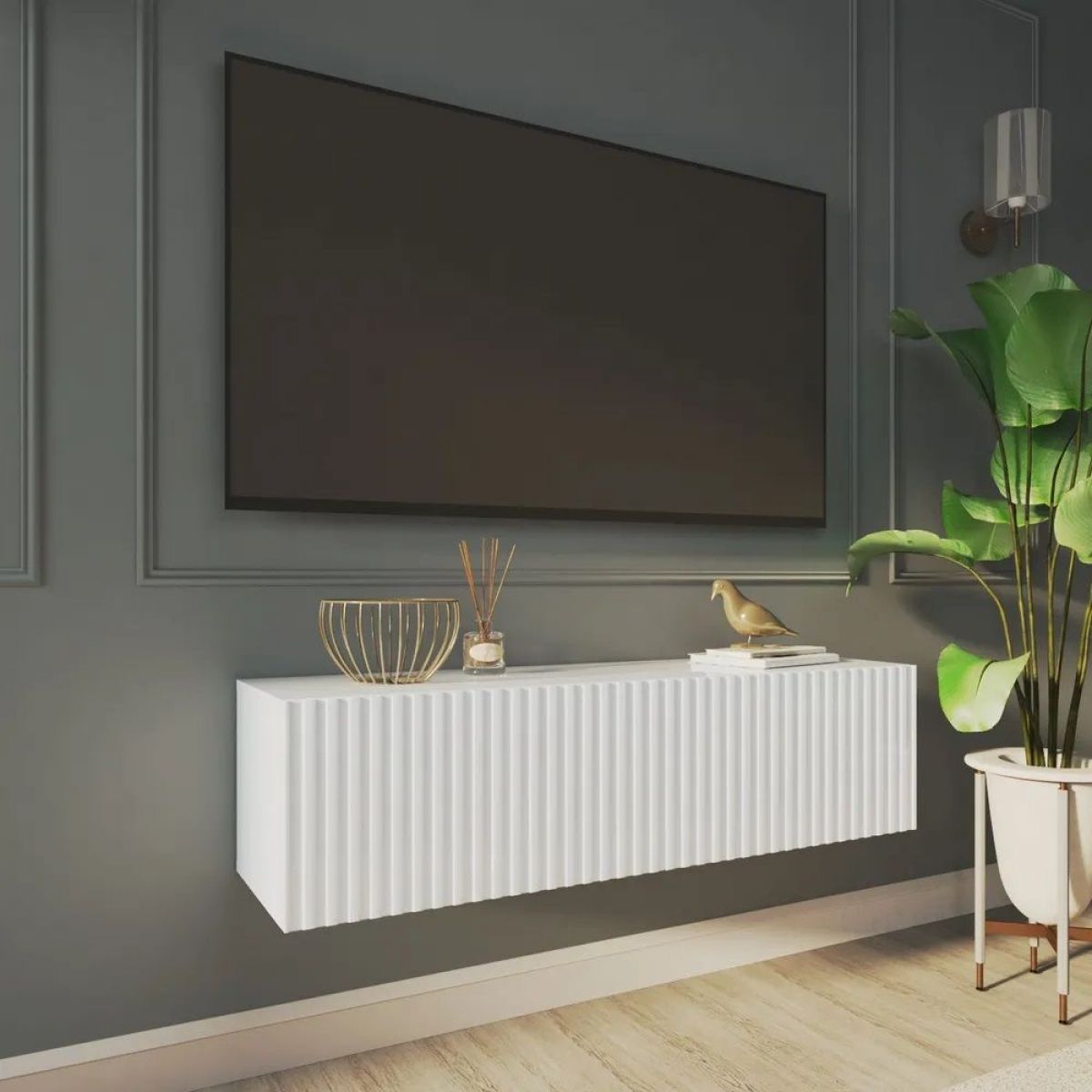 Тумба подвесная под ТВ LINES MTV4-MA 1150 Белый глянец (Белый-M 10.1.1) | фото 10