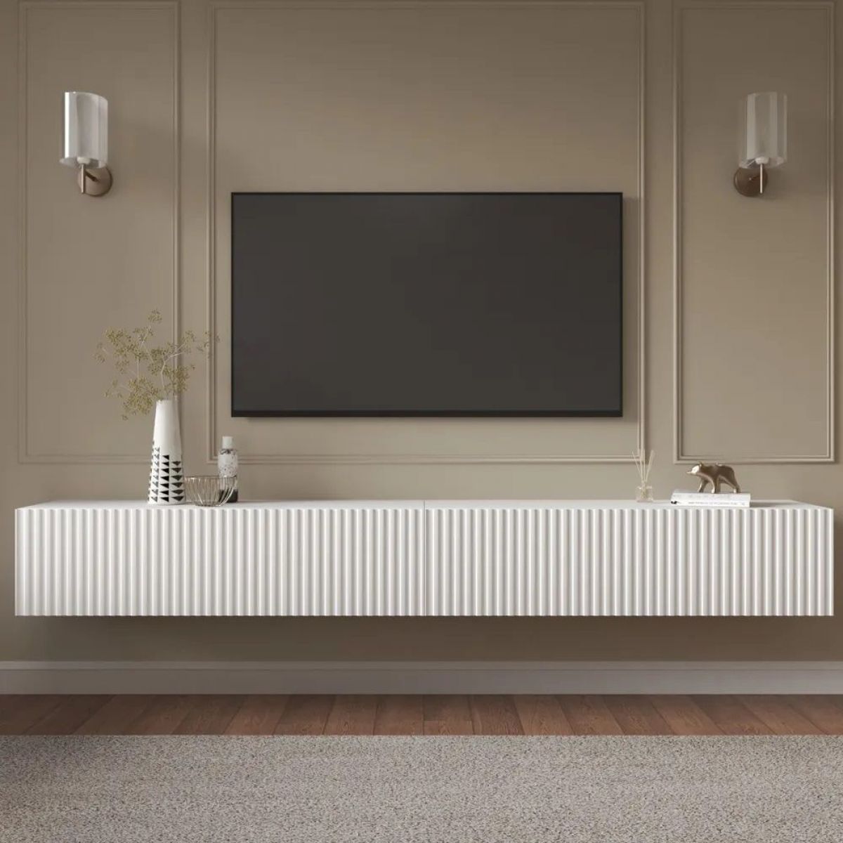 Тумба подвесная под ТВ LINES MTV4-MA 1150 Белый матовый (Белый-M 10.1.2) | фото 9