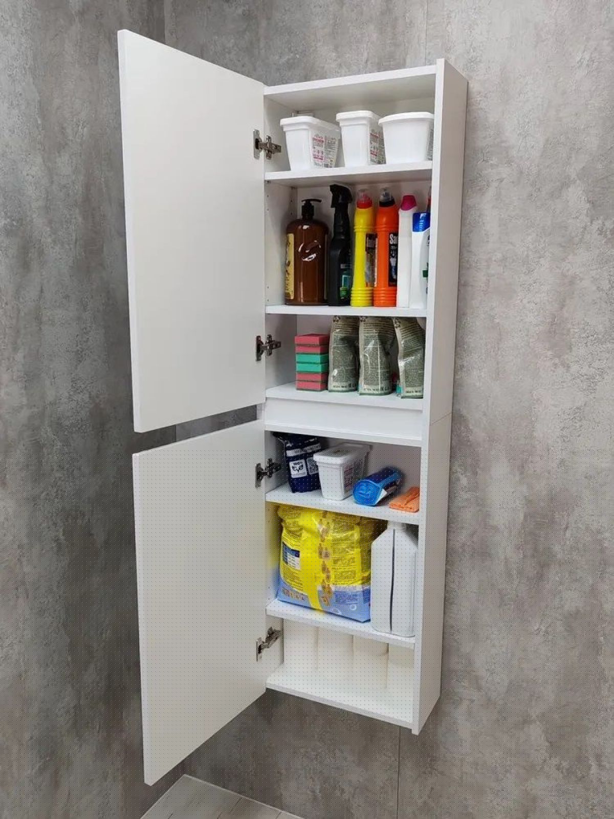 Шкаф пенал навесной для ванной MH11-MA 450х1548 (Белый-М 10.1.1) Белый глянец | фото 9