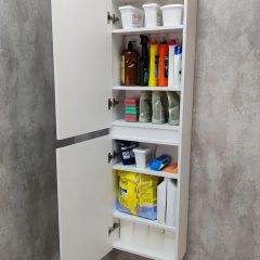 Шкаф пенал навесной для ванной MH11-MA 450х1548 (Белый-М 10.1.1) Белый глянец | фото 9