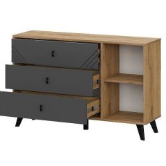 БАЙКАЛ Комод 3 ящика (со створкой) Графит/Дуб золотой | фото 4