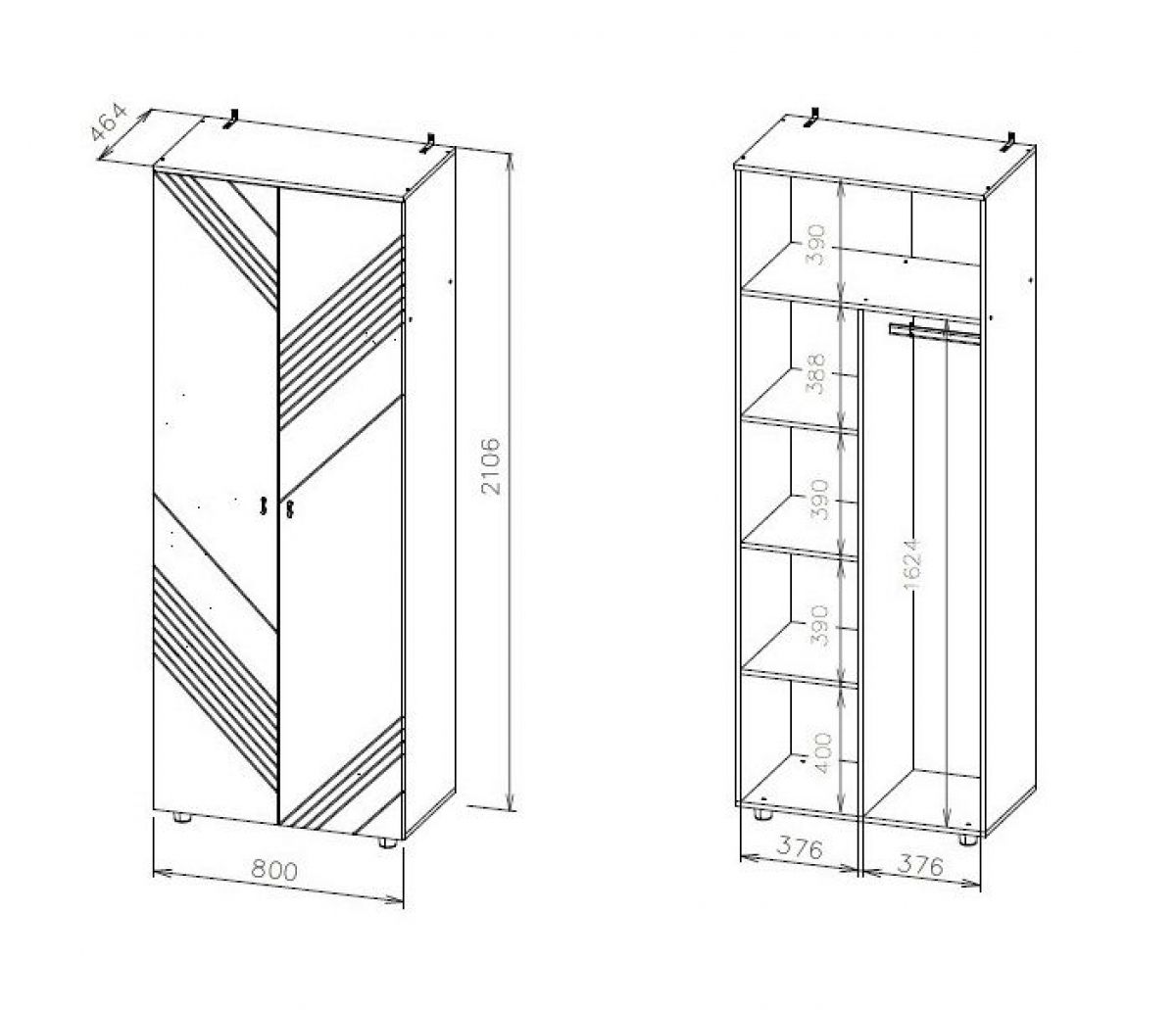 БАЙКАЛ Шкаф двухстворчатый (комбинированный) Графит/Дуб золотой | фото 3