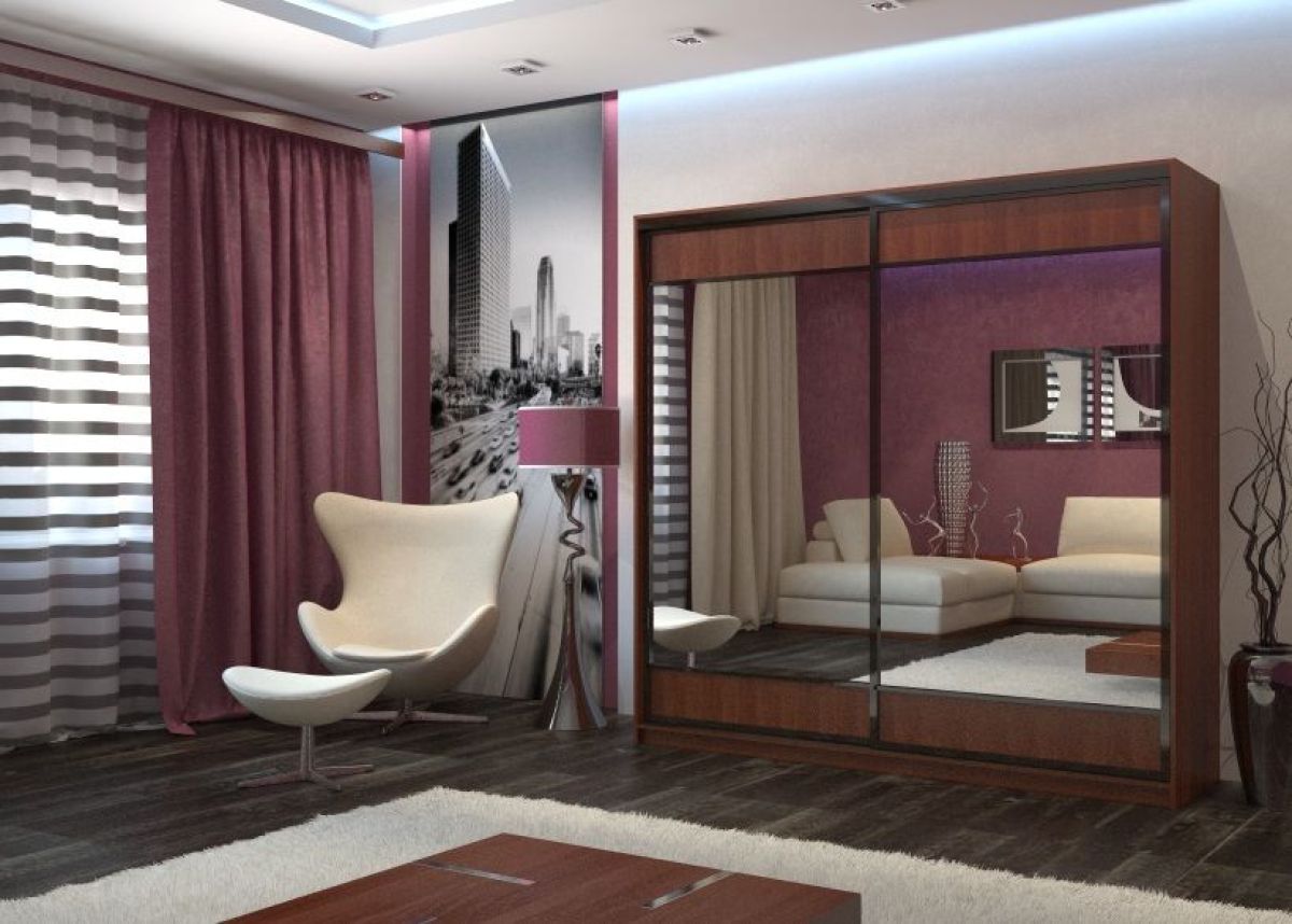 Шкаф-купе Юлия 2200 ЛДСП/Зеркало/ЛДСП (ЛДСП 1 кат.) | фото 5