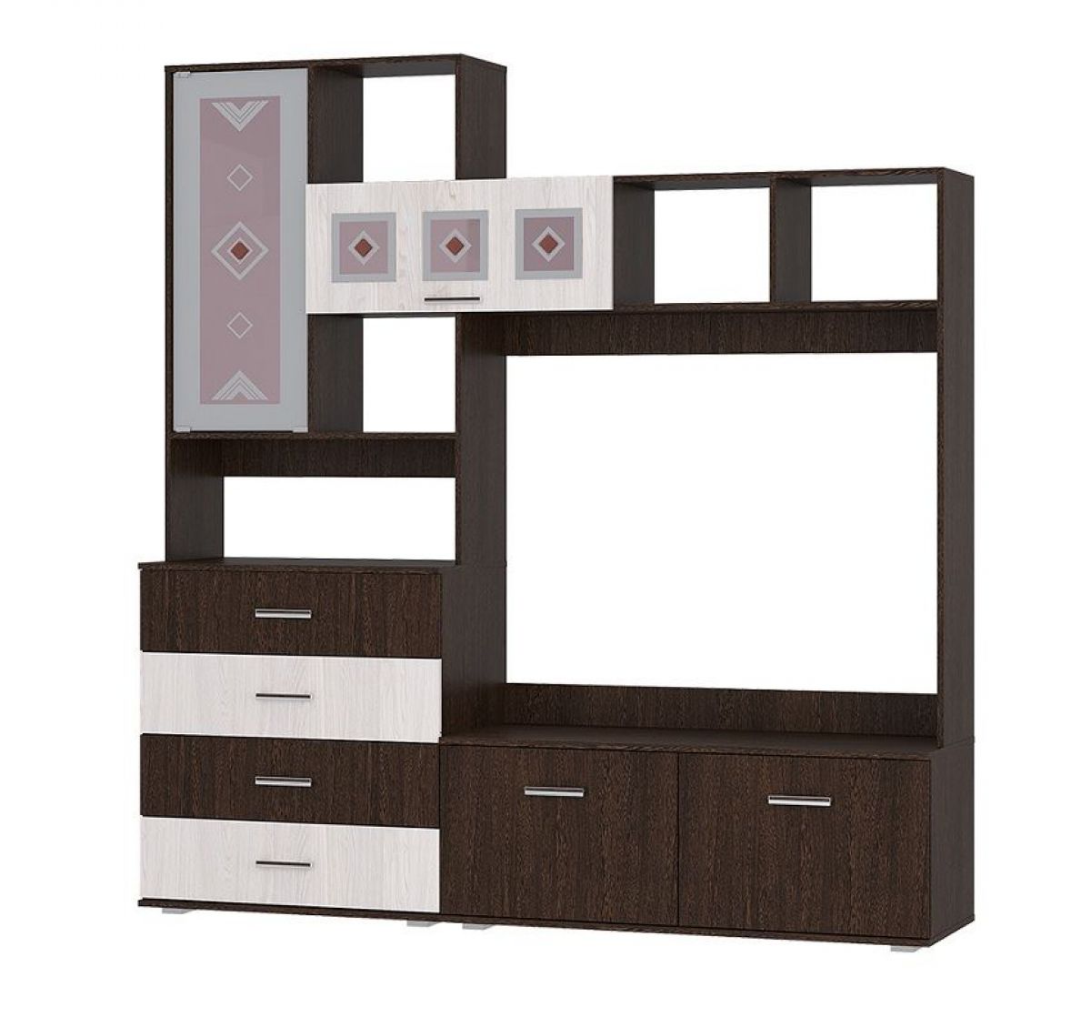 Гостиная Белла (Центральная секция/Шкаф 3-х ств.) венге/ясень белый | фото 4